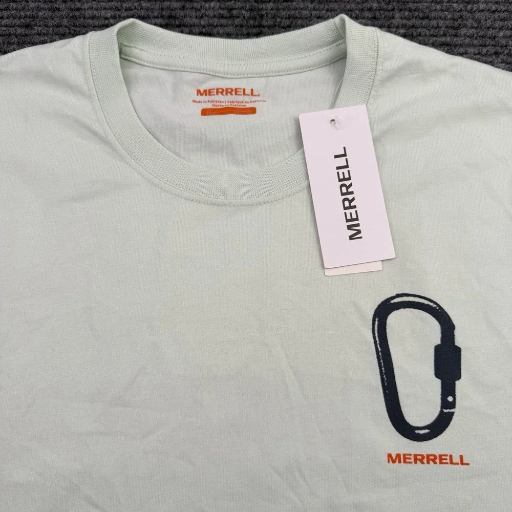 Merrell Climbing Graphic T-shirt Men's Size XL Mint Green Cotton NWT MSRP $39 - Picture 1 of 6